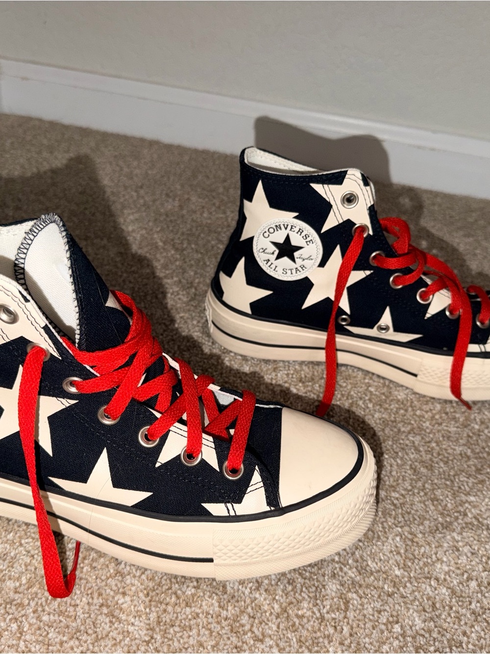 Converse High Top Star Sneakers with Red Accents - Picture 2 of 4